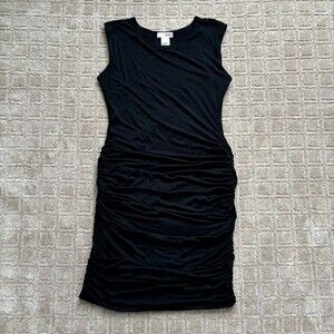 LNA Revolve Ruched Sleeveless Mini Dress Women's Medium Black *Flaw* Bodycon